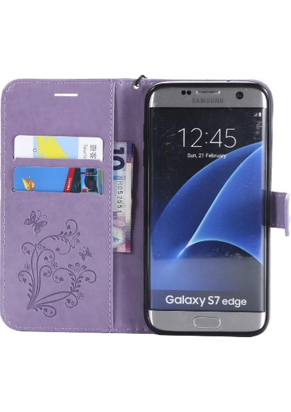 Samsung Galaxy S7 Kenar Flip Kickstand Darbeye Kapak Pu Deri (Yurt Dışından)