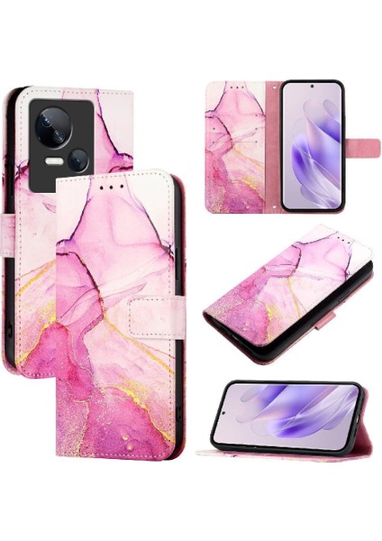 Tecno Spark 10 5g Mermer Desen Pu Deri Kickstand Cüzdan Için Kılıf (Yurt Dışından)