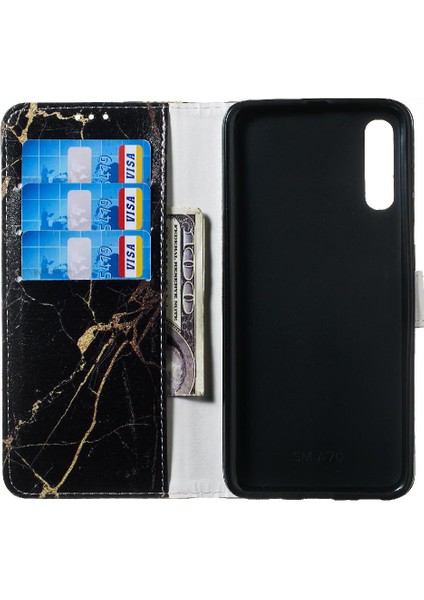 Samsung Galaxy A70 Için Flip Case Kart Yuvaları Tutucu Mermer Desen Manyetik (Yurt Dışından) modelleri