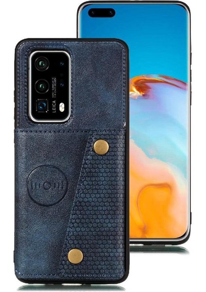 Huawei P40 Pro Artı Buit Için Cüzdan Kılıf Demir Kart Tutucu Cüzdan Durumda (Yurt Dışından) modelleri