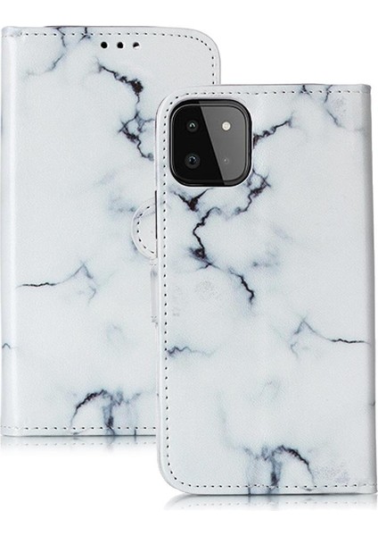 Samsung Galaxy A22 5g Manyetik Kart Yuvaları Tutucu Mermer Pu Için Flip Case (Yurt Dışından)