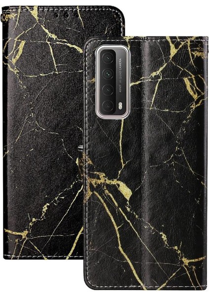 Huawei Y7A Pu Deri Cüzdan Manyetik Mermer Desen Kartı Için Flip Case (Yurt Dışından)