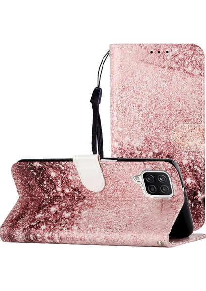 Samsung Galaxy A22 4g Manyetik Mermer Desen Tam Pu Cüzdan Için Flip Case (Yurt Dışından)
