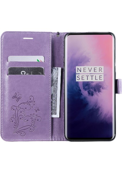 Kart Yuvası Standı ile Oneplus 7 Pro Için Flip Case Pu Deri Flip Kickstand (Yurt Dışından)