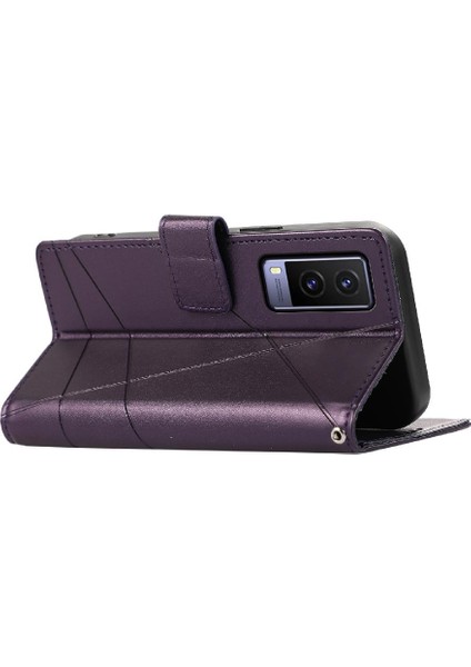 Vivo V21E 5g Için Flip Case Kickstand Şok Emici Darbeye Üç (Yurt Dışından)