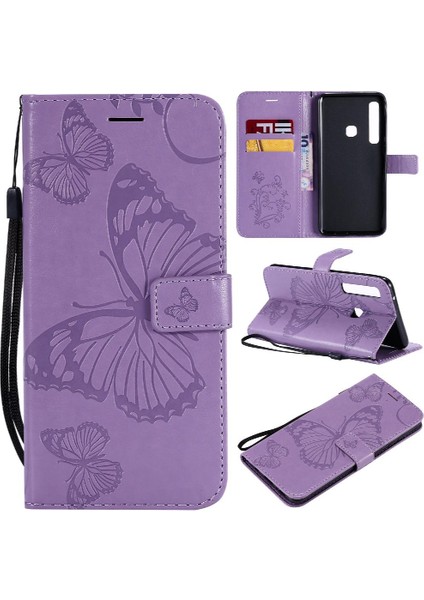Samsung Galaxy A9 2018 Için Flip Case Manyetik Kapak Pu ile Kickstand Çevirin (Yurt Dışından)