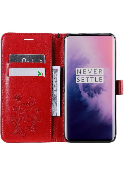 Kart Yuvası Standı ile Oneplus 7 Pro Için Flip Case Pu Deri Flip Kickstand (Yurt Dışından)