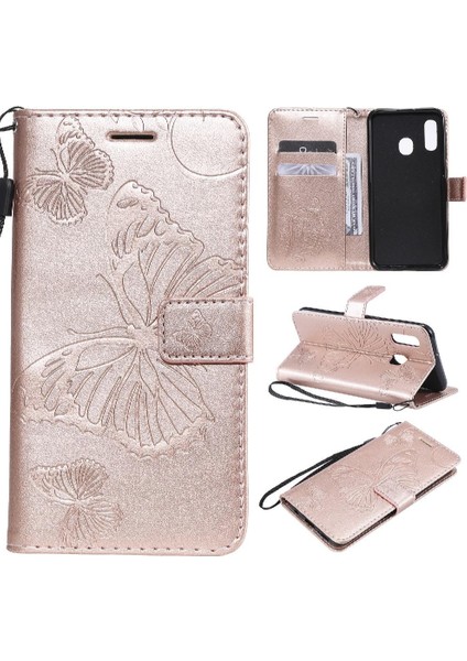 Kart Yuvası Standı Pu ile Samsung Galaxy A20E Darbeye Kapak Için Flip Case (Yurt Dışından)