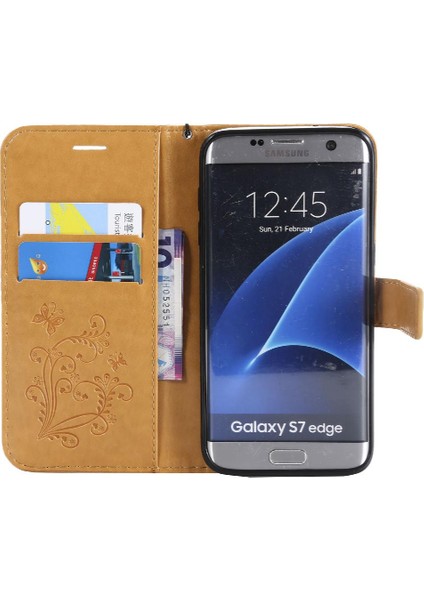 Samsung Galaxy S7 Kenar Flip Kickstand Darbeye Kapak Pu Deri (Yurt Dışından)