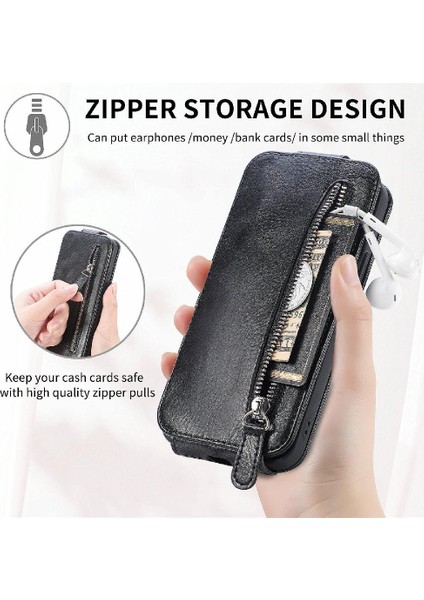 Manyi Mall Zips Realme 12 Artı Deri Kılıf Için Flip Case Moda Tasarım Cüzdan Flip (Yurt Dışından)