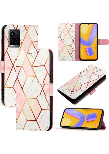 Vivo Y21/Y21S/Y21T Pu Deri Kickstand Mermer Desen Cüzdan Için Kılıf (Yurt Dışından) indirimleri