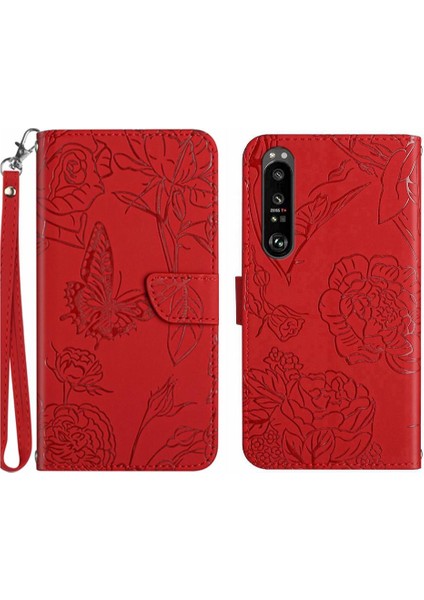 Sony Xperia 1 Vi Çiçekler ve Kelebekler Için Flip Case Pu Deri Flip (Yurt Dışından)