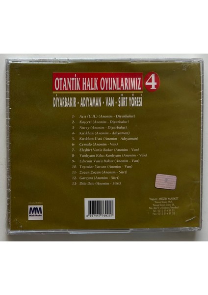 Otantik Halk Oyunlarımız 4 (Diyarbakır,adıyaman,van,siirt Yöreleri) CD (Jelatininde Sıfır Orjnal Dönem Baskı Cd)