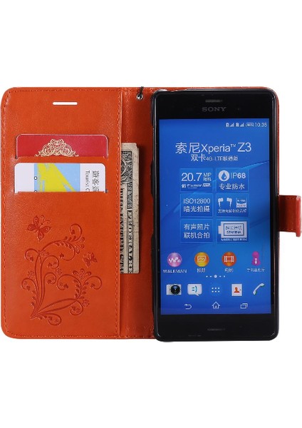 Manyi Mall Sony Xperia Z3 Için Flip Case Kart Yuvası Standı ile Manyetik Kapak Pu Flip (Yurt Dışından)