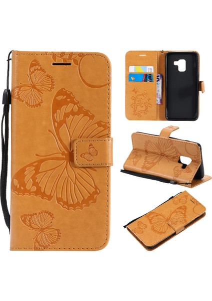 Kart ile Samsung Galaxy A8 2018 Darbeye Kapak Pu Deri Için Flip Case (Yurt Dışından)