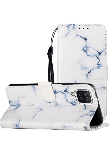 Samsung Galaxy A22 4g Manyetik Mermer Desen Tam Pu Cüzdan Için Flip Case (Yurt Dışından)