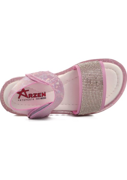 24-408-P Pembe Simli Çocuk Sandalet