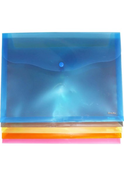 Çıtçıtlı Körüklü Şeffaf Evrak Zarfı Mavi W1901
