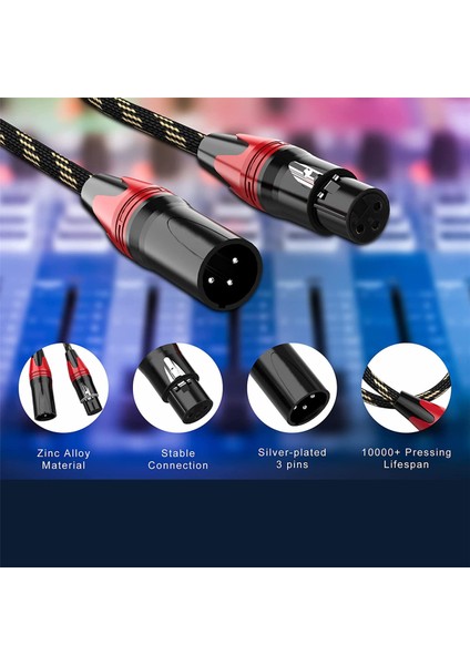 6 Paket Xlr Kablo, Xlr Erkek - Dişi Mikrofon Kablosu, Mikrofon Mikseri Için 3 Pimli Dengeli Xlr Hoparlör Kablosu, Hoparlör Podcast'i (Yurt Dışından)
