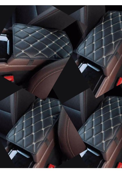 Nıssan Cuke- Uyumlu Oto,araç Kolçak Minderi Beyaz Nakışlı modelleri