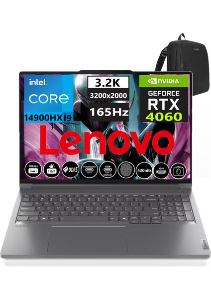 Thinkbook Thinkbook 16P G5 Irx İ9-14900HX 48GB Ddr5 512GB SSD RTX4060 8gb 16 Inç 3.2k (3200×2000) 165Hz WINDOWS11HOME Gaming Laptop 221N50024TR021+WEBLEGELSINÇANTA