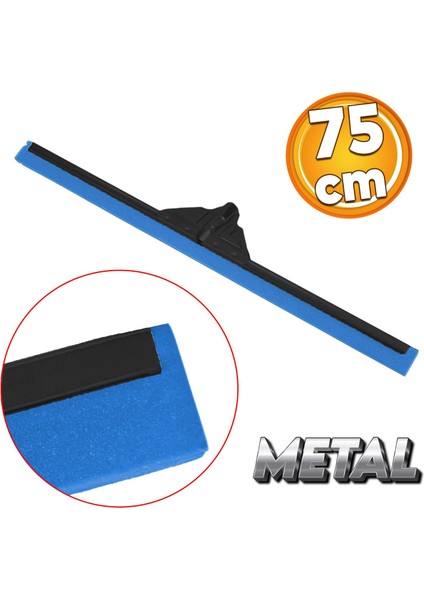 Metal Çekpas Yersil 75 cm Geniş Kalın Işyeri Cam Zemin Yer Temizleme Çekpas Çekçek
