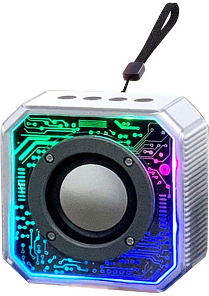 Şeffaf Mecha Bluetooth Hoparlör Rgb Pikap Açık Taşınabilir Ev Fener Küçük Mini Hoparlör Beyaz (Yurt Dışından)