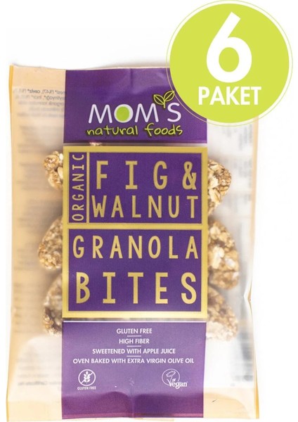 Mom's Natural Foods 6'lı Glutensiz Organik Incir-Ceviz granola Bıte