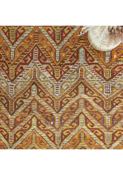 Kortu Etnik Renkli El Dokuma Cicim Kilim 131X166 cm