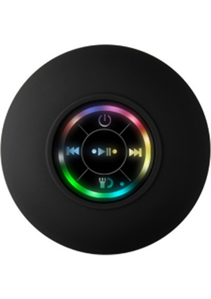 Mini Bluetooth Hoparlör Su Geçirmez Banyo Ses Kablosuz Duş Hoparlörleri Rgb Işık Bluetooth Vantuz Hoparlör, Siyah (Yurt Dışından)