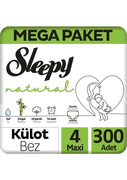 Natural Külot Bebek Bezi Mega Paket 4 Beden 100X3 300 Adet