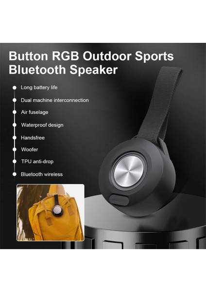 Bluetooth Hoparlör Mini Taşınabilir Hoparlör Rgb Renkli Işık Subwoofer Su Geçirmez Spor Açık Kablosuz Hoparlör (Yurt Dışından)