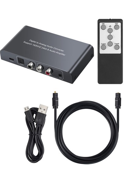 Ir Uzaktan Kumandalı Ses Dönüştürücü Dac Dijital Koaksiyel Toslink - Analog Stereo Rca 3.5mm Ses Adaptörü 192KHZ 24BIT (Yurt Dışından)