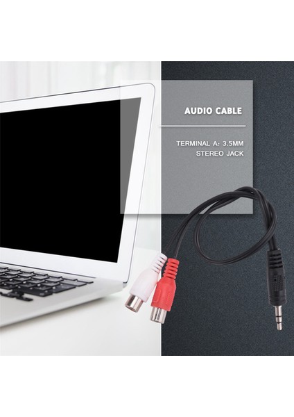 3,5 mm Stereo Adaptör Kulaklık Jakı - 2 Rca Jak Adaptörü Ses Kablosu, 3,5 mm Erkek - 2x Rca Dişi (Yurt Dışından)