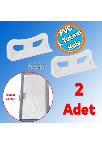 Pencere Kapı Sineklik Kolu Plastik Pimapen Pvc L Tipi Tutucu Tutamağı 2 Adet