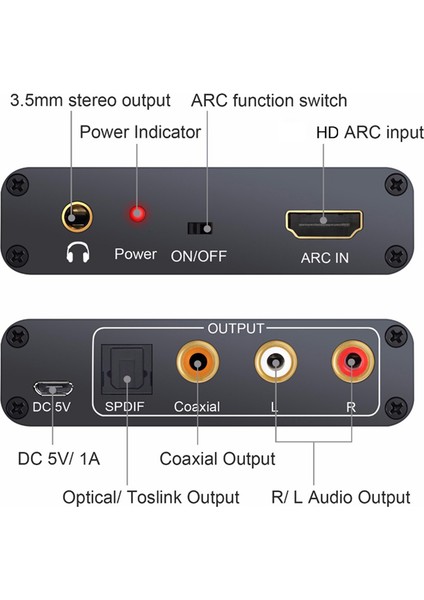 -Uyumlu Arc Ses Çıkarıcı Dac Arc L/r Koaksiyel Spdıf Jak Çıkarıcı Kulaklık Tv Için Dönüş Kanalı Dönüştürücü (Yurt Dışından)