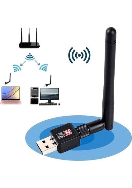 Mini USB Wifi Adaptörü 300MBPS 2dbi Wifi Adaptörü Pc Wifi Anten Wifi Güvenlik Cihazı