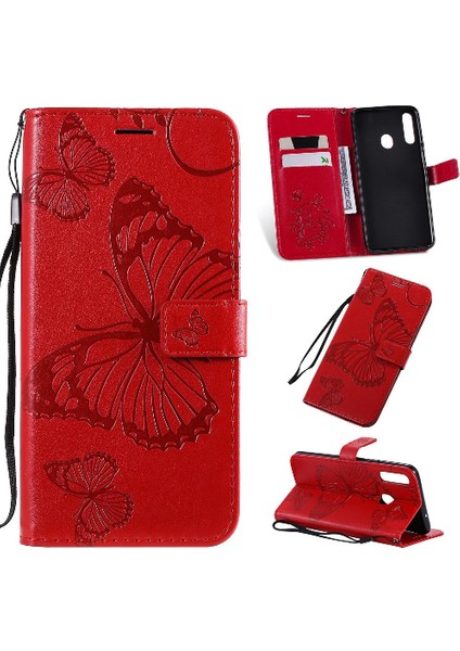 Samsung Galaxy A20S Darbeye Kapak Için Flip Case Kart Yuvası Standı ile Pu (Yurt Dışından)