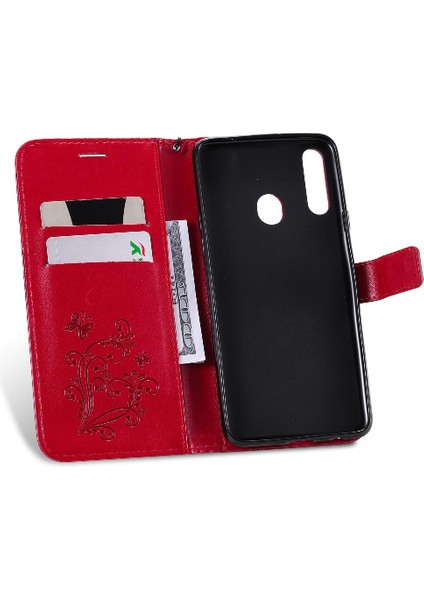 Samsung Galaxy A20S Darbeye Kapak Için Flip Case Kart Yuvası Standı ile Pu (Yurt Dışından)