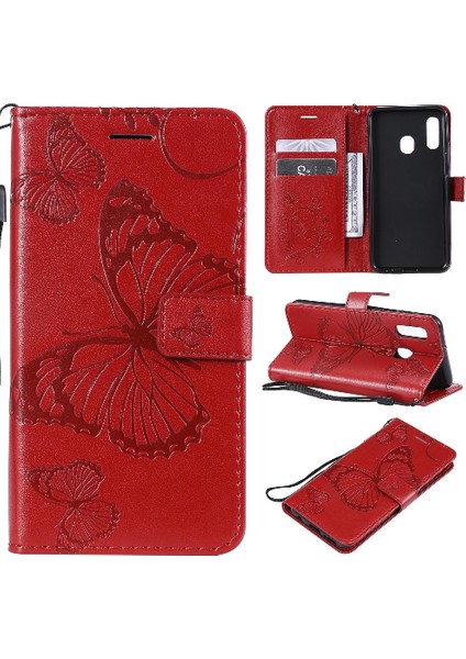 Kart Yuvası Standı Pu ile Samsung Galaxy A20E Darbeye Kapak Için Flip Case (Yurt Dışından)