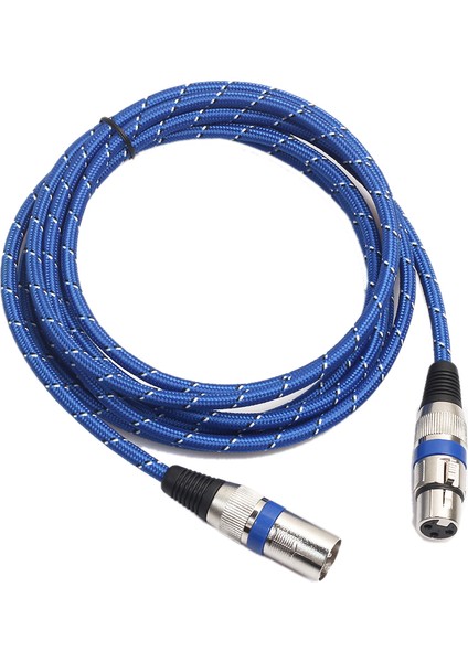 Naylon Örgülü Çift Korumalı Xlr Erkek - Kadın Büyük 3 Çekirdekli Mikrofon Ses Kablosu, 1 Metre (Yurt Dışından)