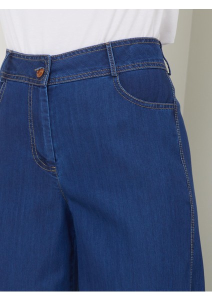 Ince Dökümlü Kadın Kot Pantolon Bol Paça Rahat Kesim Paça Saçaklı 59027 modelleri