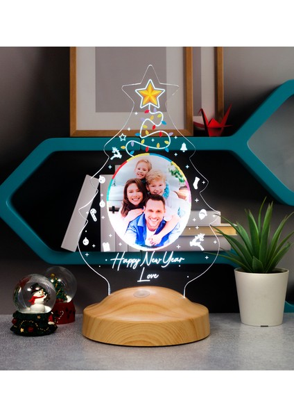 Yeni Yıl Hediyesi Renkli Fotoğraflı Yılbaşı Çam Ağacı Temalı Kişiye Özel LED Lamba, Dekoratif Renkli Işıklı LED Lamba, Yeni Yıl Hediyesi, Yılbaşı Hediyesi, Yılbaşı Süsü fırsatları