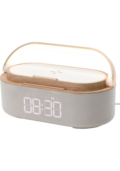 1800MAH Bluetooth Hoparlör Dijital Alarmlı Saat Saat Kablosuz Şarj Cihazı ile Saat Radyo Gece Lambası Çift Hoparlörler Ev Başucu (Yurt Dışından)