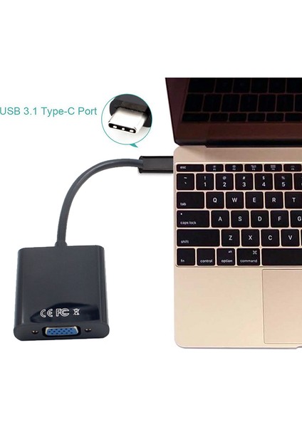 Usb-C Usb3.1 Tip C Adaptör Kablosu Için VGA Erkek - VGA Dişi Video Aktarım Dönüştürücü 1080P 12 Inç Için (Yurt Dışından)