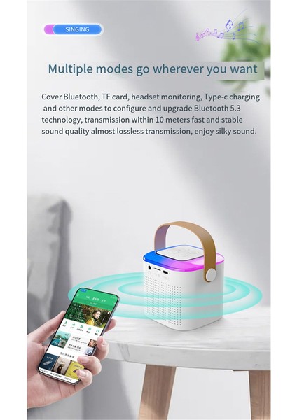 Aile ve Dış Mekan Için LED Müzik Ritim Işığına Sahip Mini Bluetooth 5.3 Taşınabilir Hoparlör B (Yurt Dışından) modelleri