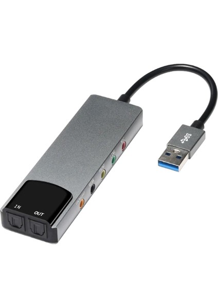 6-In-1 Bilgisayar Ses Kartı 5.1 USB Harici Ses Kartı Çok Fonksiyonlu Ses Dönüştürücü Dizüstü Bilgisayar Için Alüminyum Ses Kartı (Yurt Dışından)