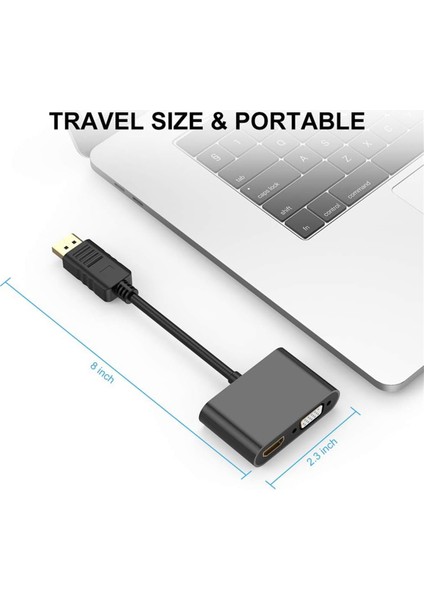 Displayport - VGA + Hdtv Dönüştürücü Bilgisayar Monitörü Adaptör Kablosu Dp Bağlantı Istasyonu Ekran Dönüştürücülü Çift Ekran (Yurt Dışından)