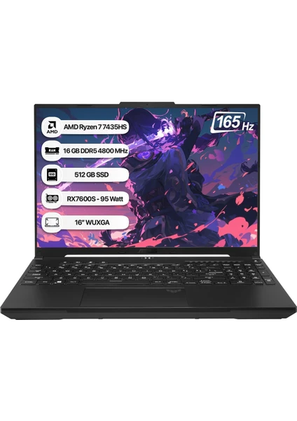 Tuf Gaming A16 Advantage Edition FA617NSR-N3056 AMD Ryzen 7 7435HS 16 GB 512 GB SSD AMD Radeon RX7600S-95Watt 165 Hz Freedos 16" FHD+ Taşınabilir Bilgisayar