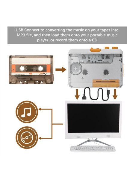 Taşınabilir Teyp Çalar USB Teyp Kaydedici Teypten Mp3/cd'ye Dönüştürücü USB ile Dizüstü Bilgisayar Uyumlu (Yurt Dışından) fiyatları